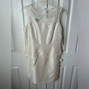 NWT vintage floral embroidered/beaded ivory silk sleeveless dress - size 4P